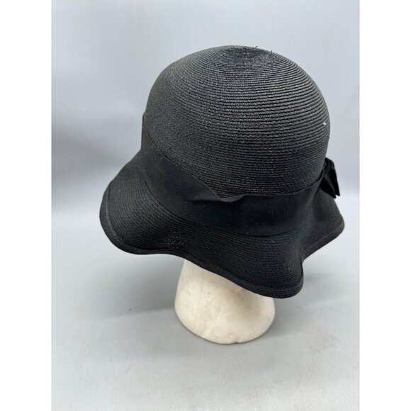 Vintage Stetson 5th Ave John B comp Women' s Black Cloche Hat Blend band READ - Picture 5 of 7